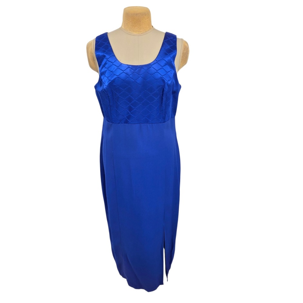 Alexis Maxi Dress Womens 18 Blue Quilted Bodice Formal Evening Gown Vintage 90s